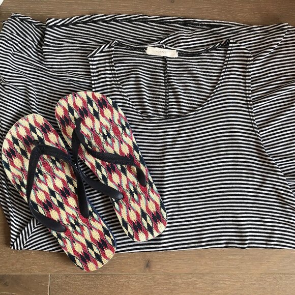 Poetry Striped Cover-Up Dress OS + Flip Flops Sz 9-10 - Picture 1 of 14